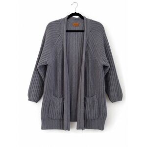 POL Oversized Chunky Knit Cardigan Gray Soft Slouchy‎ Grandpa Sweater Size Small
